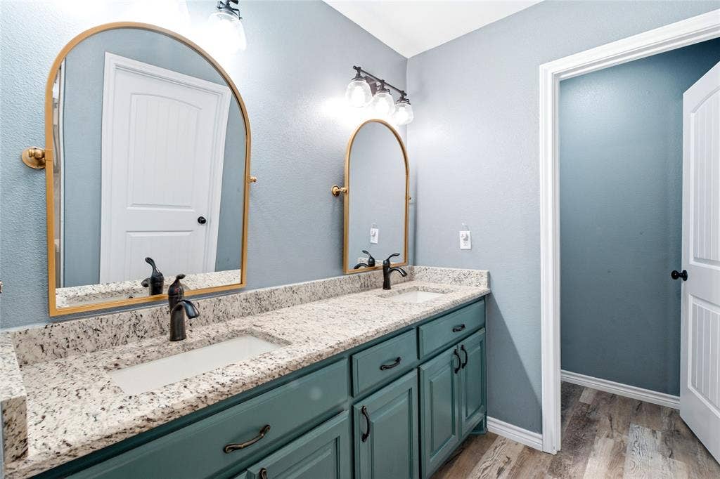 Double sinks and lovely finishes in primary bath