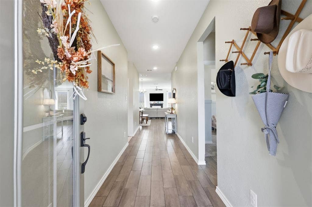 View from front entry looking towards living.
