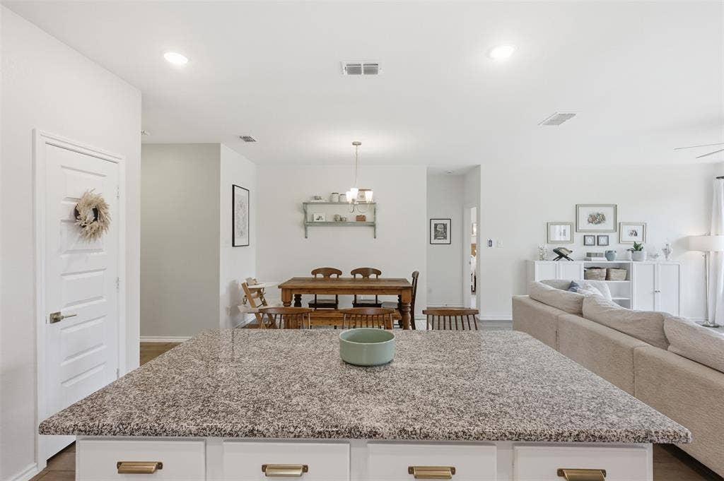 View from kitchen into dining area