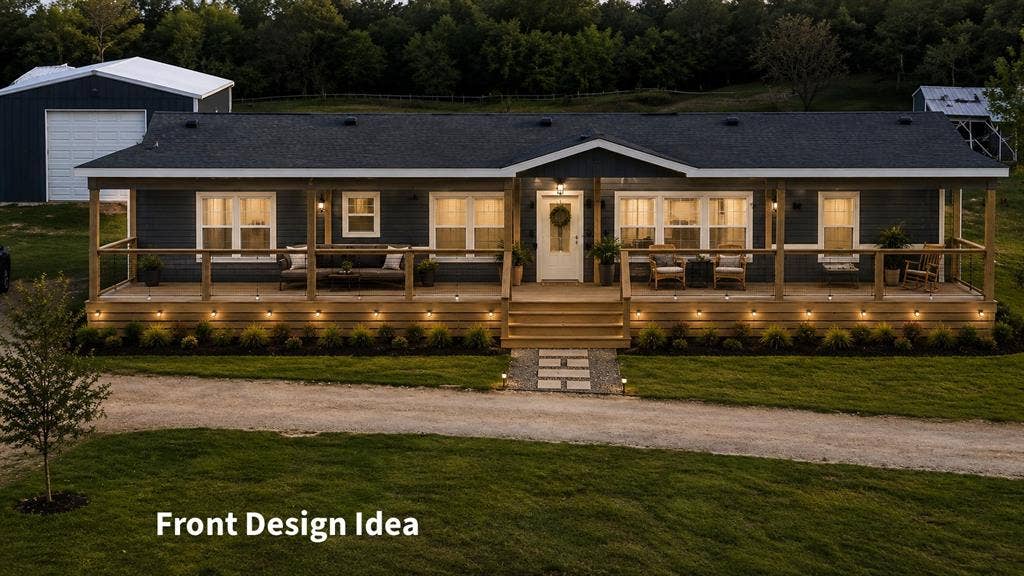 213 River Front Drive, Cedar Creek, TX 78612 Expansive front porch with wood flooring and railing, integrated lighting, and multiple seating areas