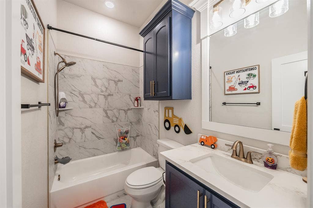 Each bath was designed to be different from the other.  Love it!