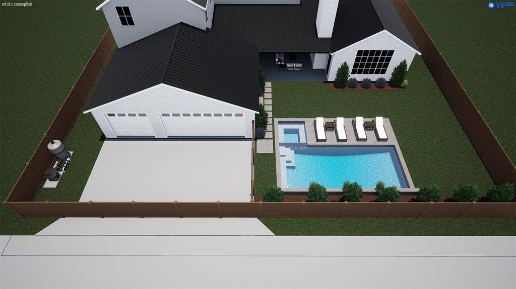 6131 Lupton Drive, Dallas, TX 75225 Conceptual Pool Rendering, not included