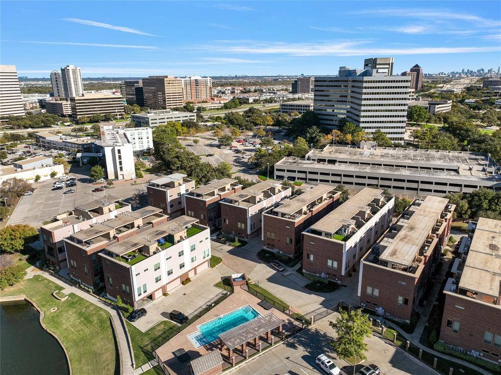 Aerial view of complex and community pool