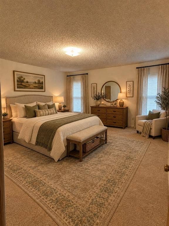 virtual staged primary bedroom