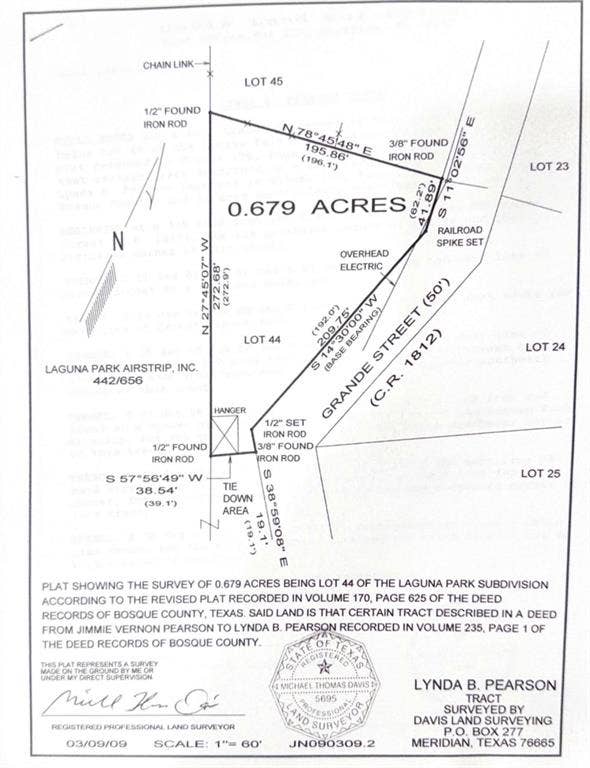 470 County road 1812, Clifton, TX 76634 Survey Plat. Illustrating the boundaries, dimensions, and features of the 0.679-acre property