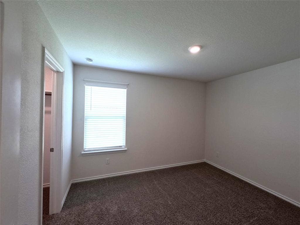 1148 Samantha Drive, Dallas, TX 75253 Recessed ceiling lighting, textured wall finish, window with horizontal blinds, neutral tone carpeting, and white trim