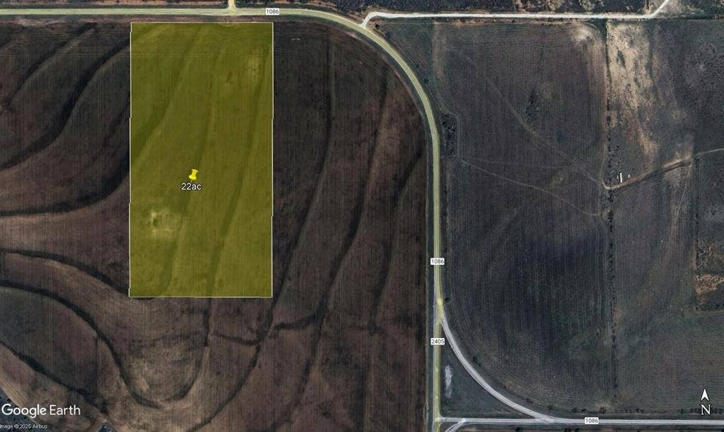 Aerial Map. Displaying a parcel of land marked as 22 acres within a larger geographical context
