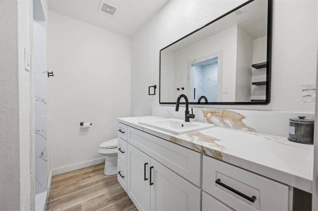 203 Evelyn Street, DeSoto, TX 75115 Bathroom #3 with quartz countertop and walk-in shower