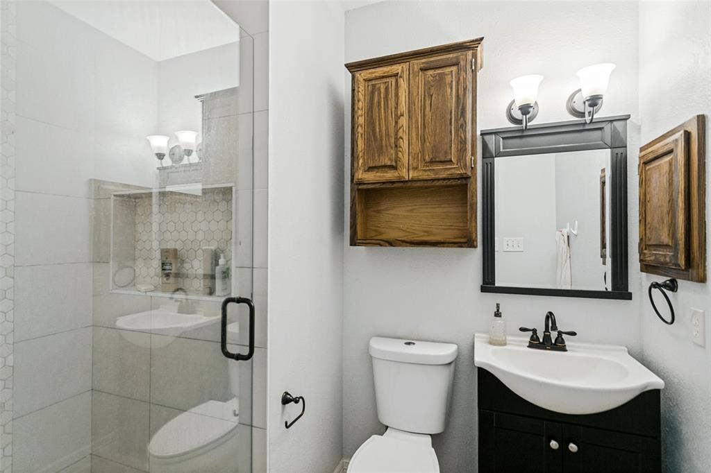 Ensuite bathroom with shower.