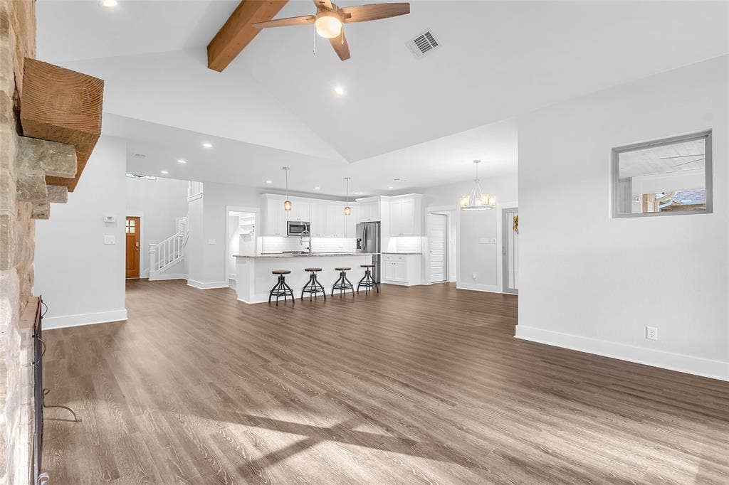 239 Colonial Drive, Mabank, TX 75156 Open Plan has LVP flooring, dining and huge Island for extra seating