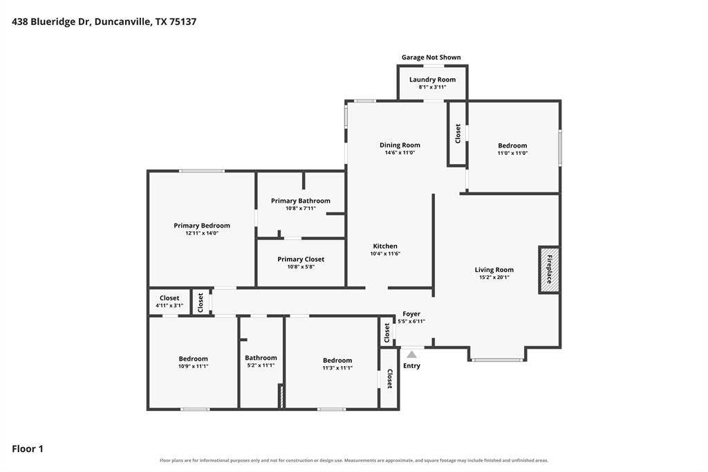 438 Blueridge Drive, Duncanville, TX 75137 Floor plan