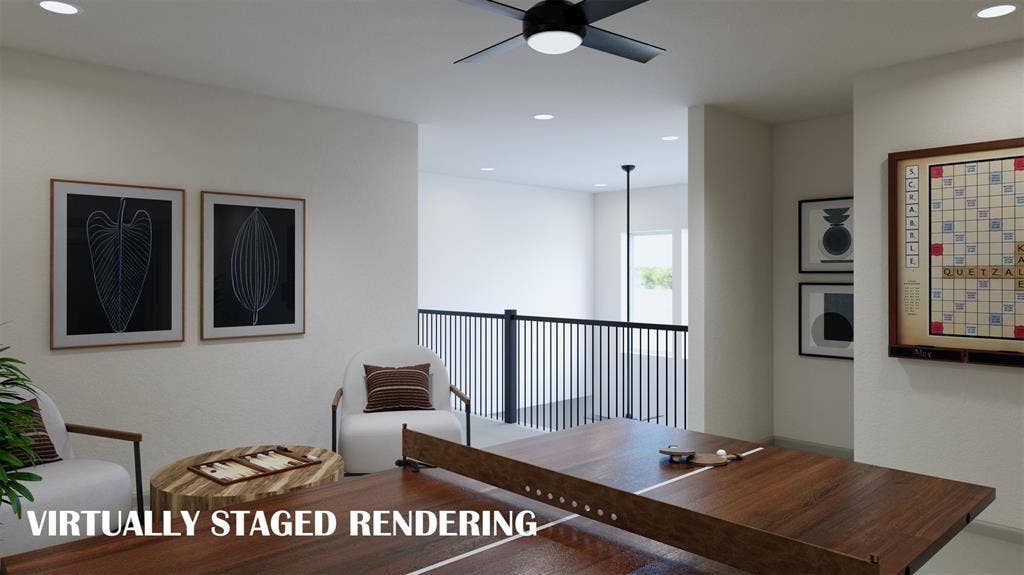 1386 Misted Mews, Frisco, TX 75033 Your beautiful, new game room is spacious enough to host big game day parties or fun sleepovers for the kiddos! VIRTUALLY STAGED RENDERING