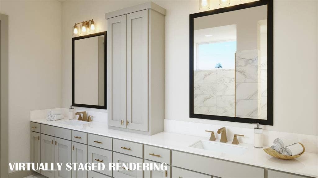 1386 Misted Mews, Frisco, TX 75033 No shortage of space or style in this beautiful new owner's bath! VIRTUALLY STAGED RENDERING