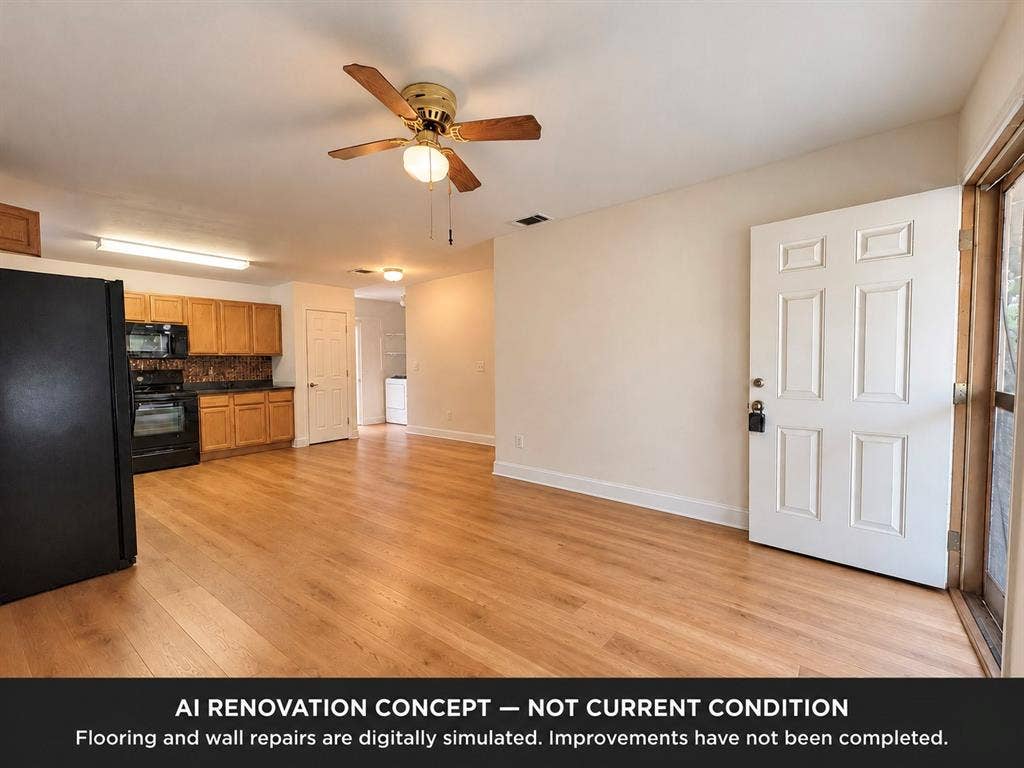 208 Olive Street, Lone Oak, TX 75453 AI concept showing potential with new flooring and wall repairs—not current condition.