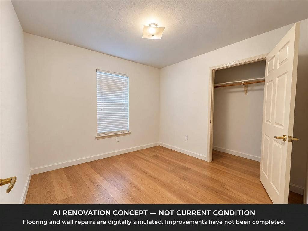 208 Olive Street, Lone Oak, TX 75453 AI concept showing potential with new flooring and wall repairs—not current condition.