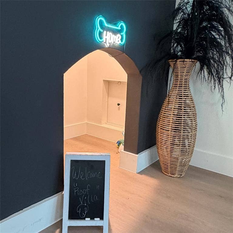 Built in doggy door no running home to let the dog out!