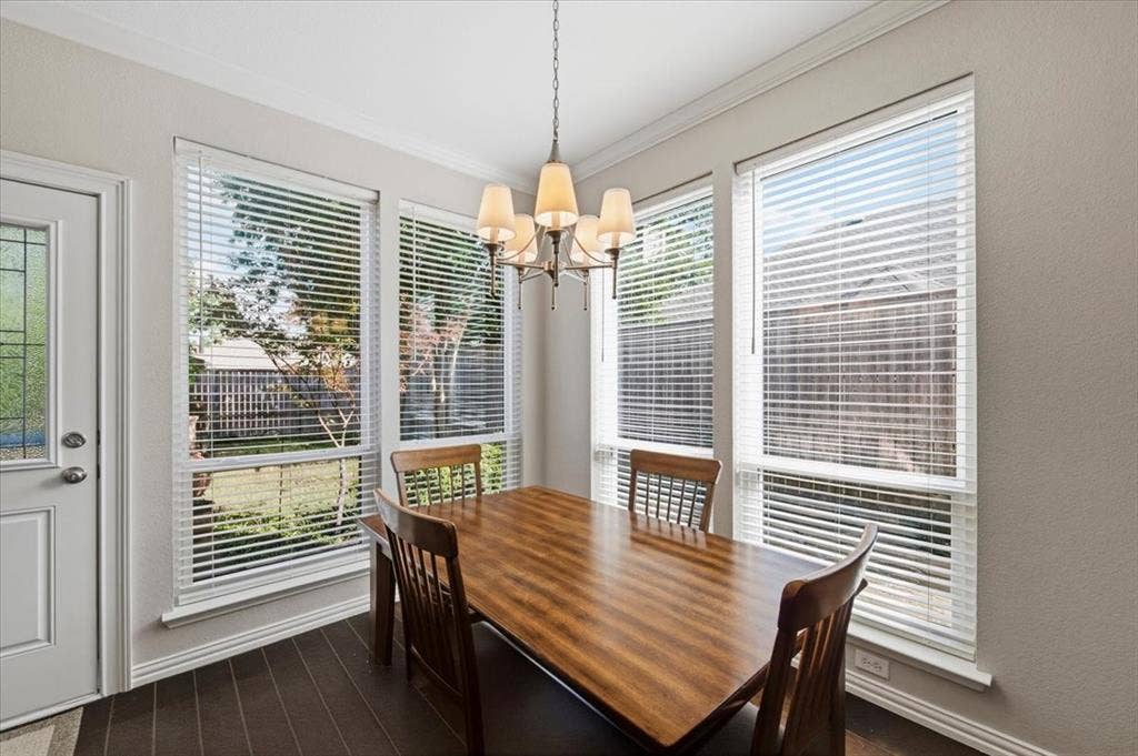 Breakfast area views back and side yards