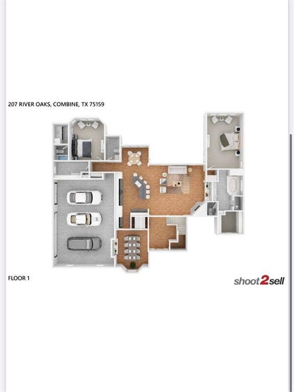 207 River Oaks, Combine, TX 75159 3D floor plan level 1