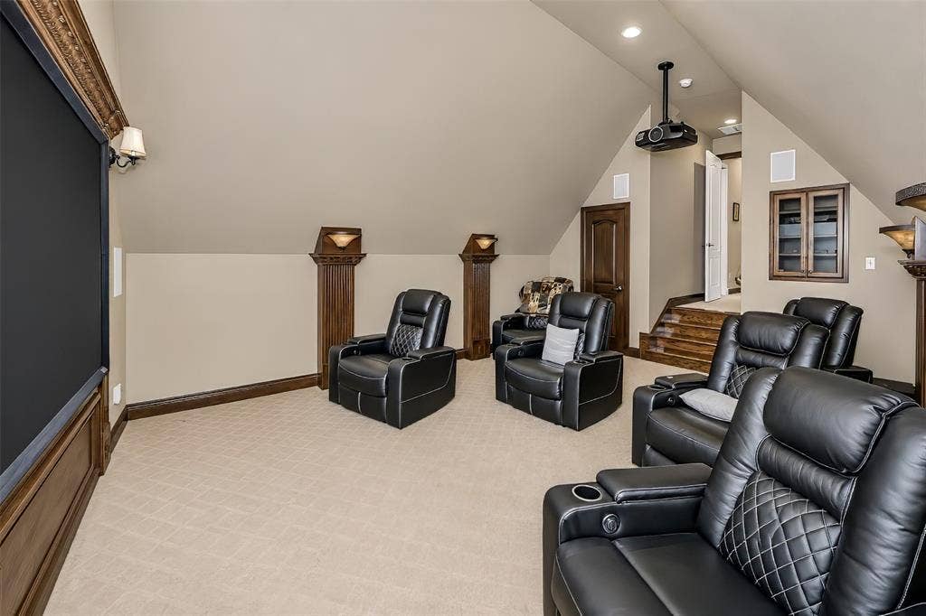 6620 Cedar Grove Drive, North Richland Hills, TX 76182 Large media room equipped with professionally installed projection and sound equipment.