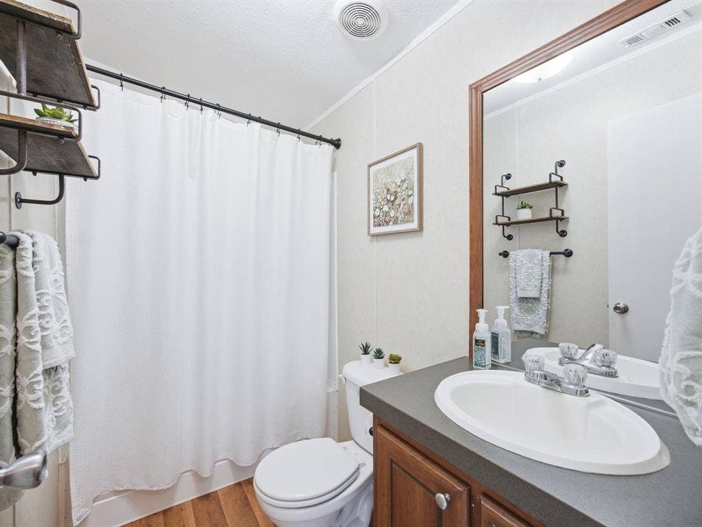 4113 Goliad Drive, Granbury, TX 76048 Hall bath with shower tub combo.