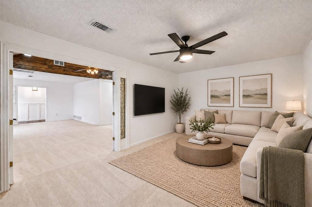 180 N Woodland Trail, Double Oak, TX 75077 Virtually Staged Den or living room or Flex room