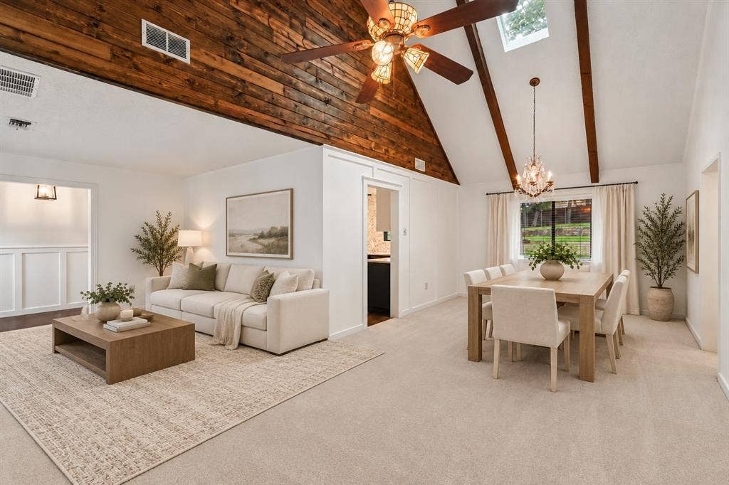 180 N Woodland Trail, Double Oak, TX 75077 Virtually Staged Living/Dining Room