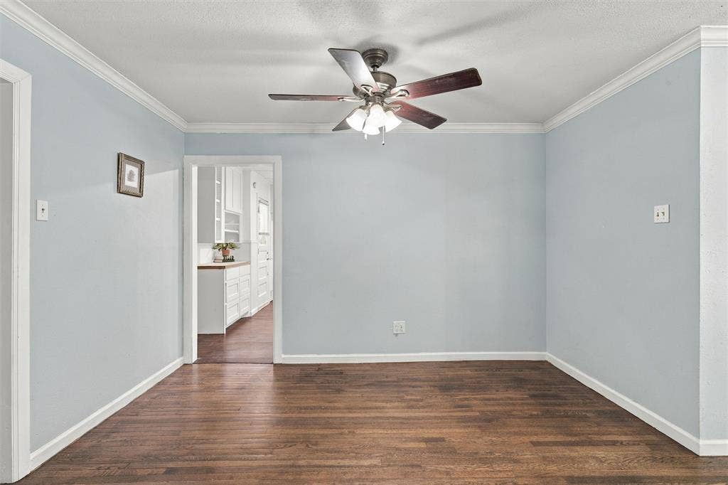 hardwood flooring and crown molding.