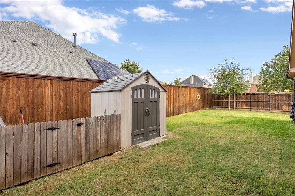 3014 Aurora Mist Drive, Little Elm, TX 75068 The 8-ft board on board fence was installed in 2024 and the gates were moved up to create more privacy for the first floor bedrooms.