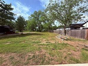 721 E Bullock Street, Denison, TX 75021 Expansive backyard featuring mature trees and wood privacy fencing