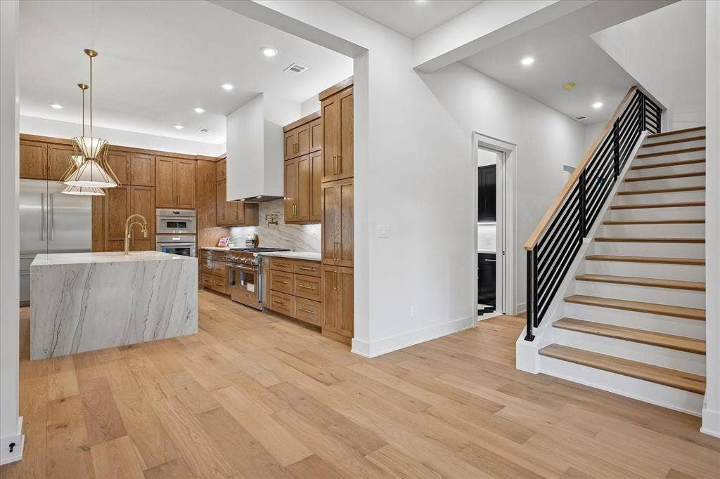 Staircase and Kitchen