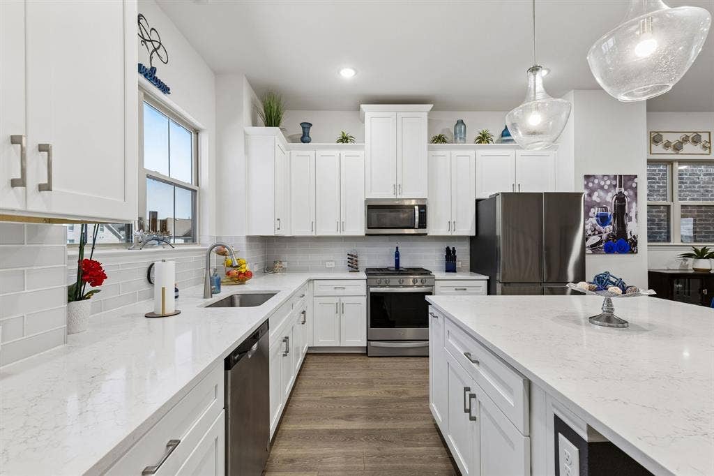 4308 Henderson Avenue, North Richland Hills, TX 76180 Open Kitchen with Gorgeous Quartz Countertops