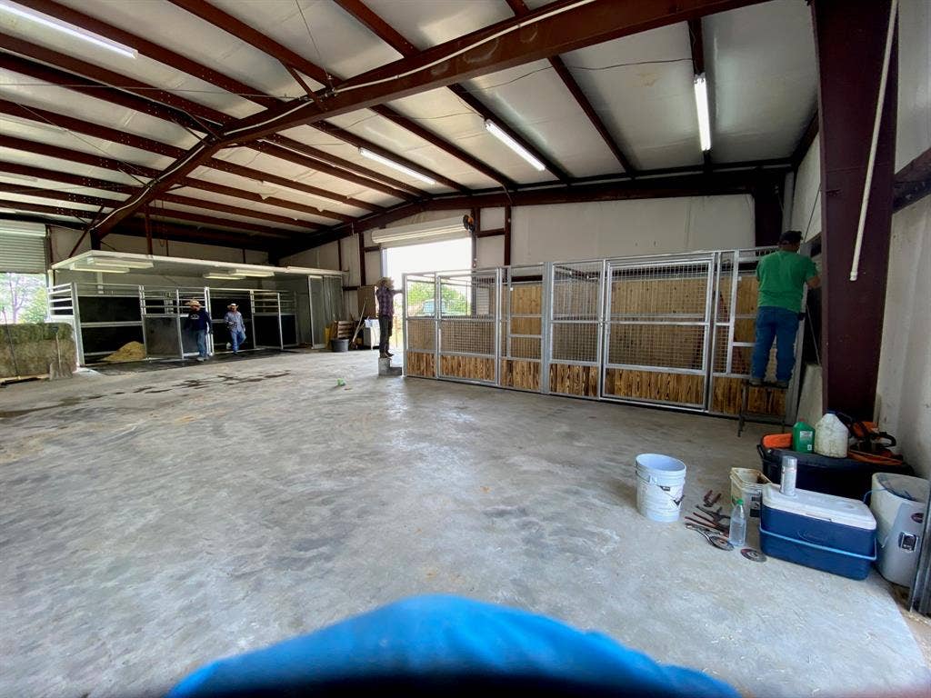 View of barn with 4 talls