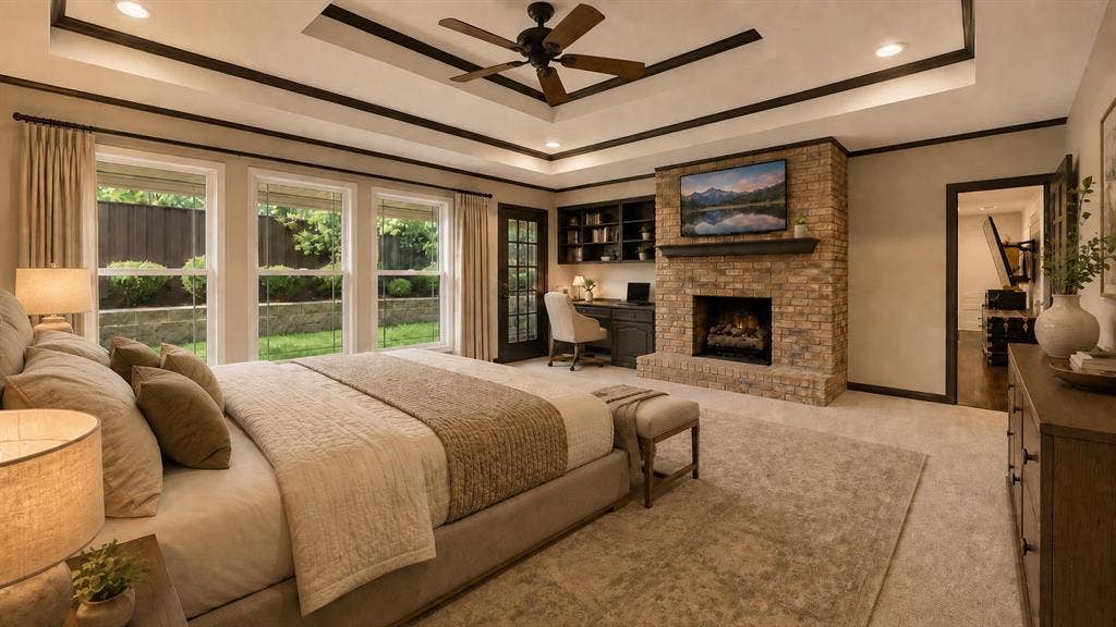 4008 Fairlakes Drive, Dallas, TX 75228 Tray ceiling with recessed lighting and a ceiling fan