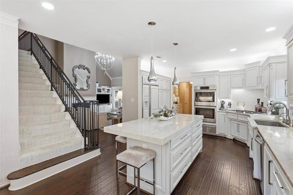 Kitchen opens to lovely family room