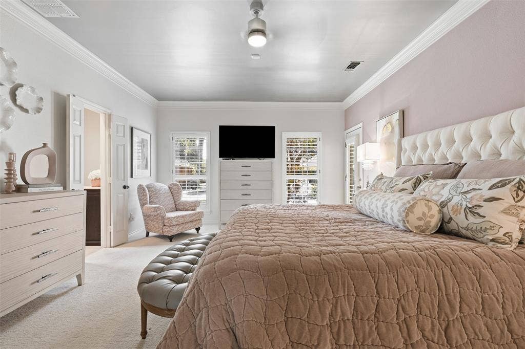 Spacious primary bedroom with ensuite bath