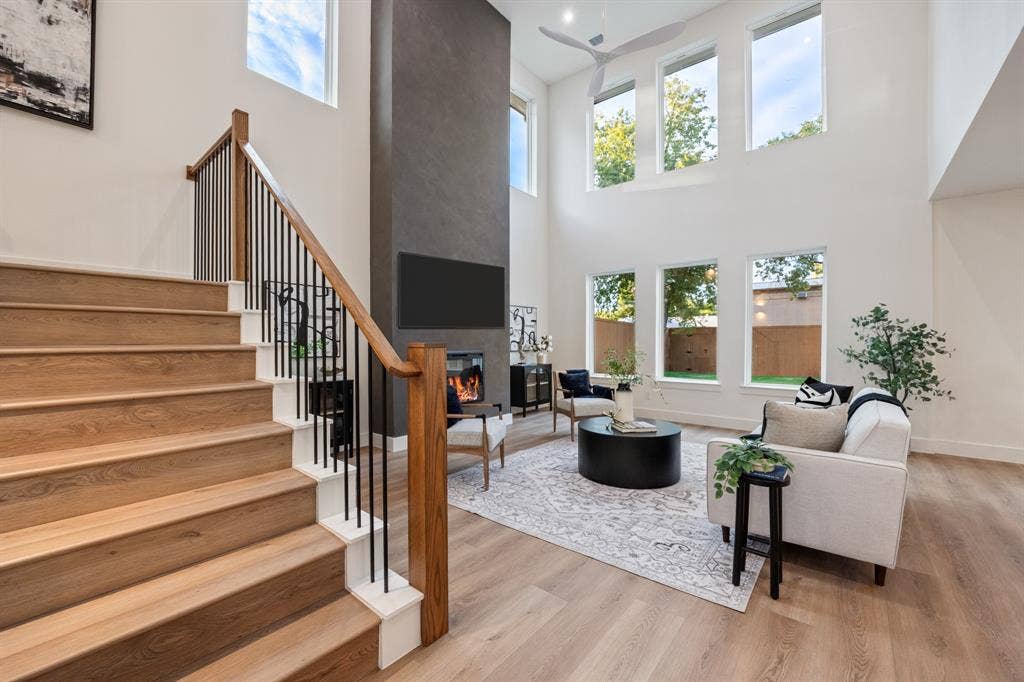 2719 Andrea Lane, Dallas, TX 75228 Living room with 20-foot ceilings.