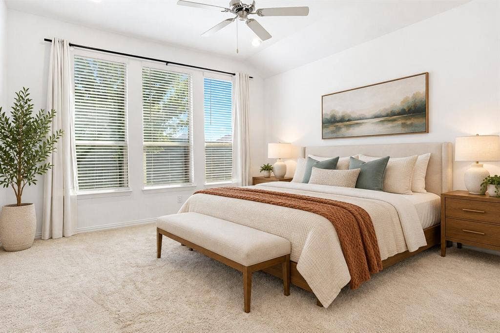 317 Red Cedar Drive, Princeton, TX 75407 Primary Bedroom; Photo has been digitally enhanced and/or virtually staged using AI.