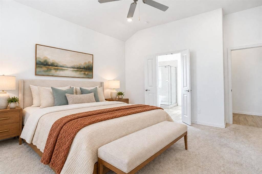 317 Red Cedar Drive, Princeton, TX 75407 Primary Bedroom; Photo has been digitally enhanced and/or virtually staged using AI.