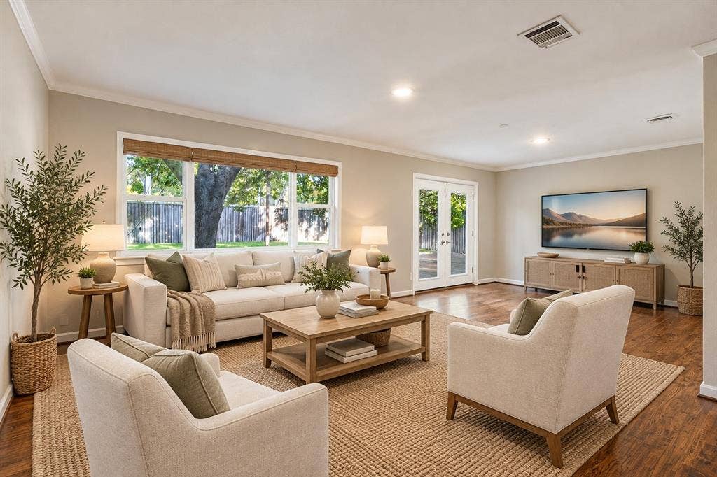 Another angle of the virtually staged family room