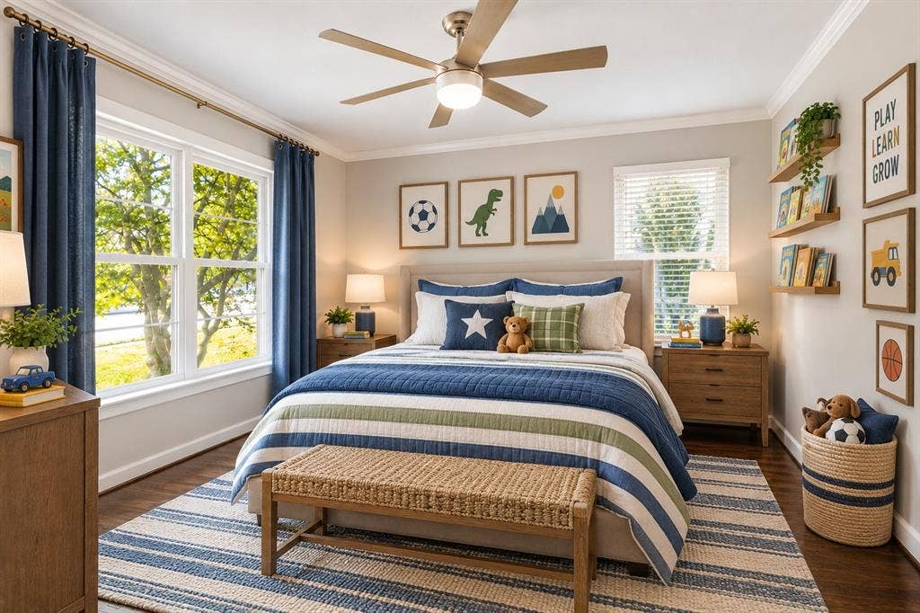 Virtually staged secondary bedroom