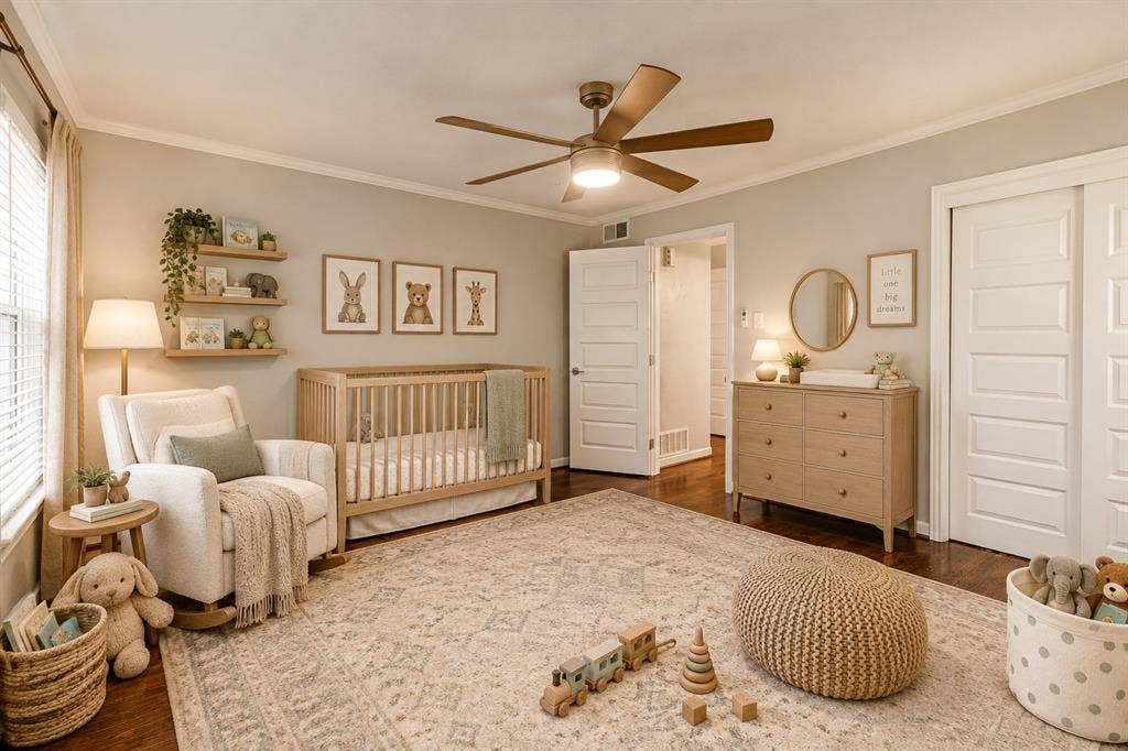 Virtually staged secondary bedroom