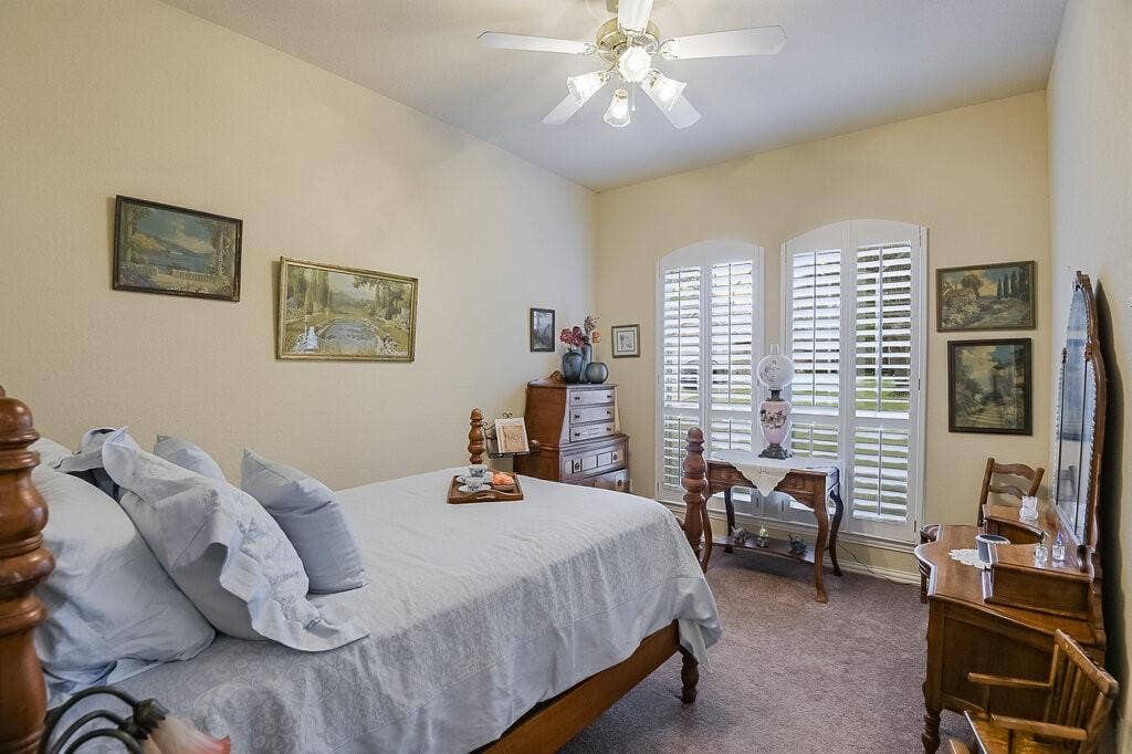 Plantation shutters and neutral colors.