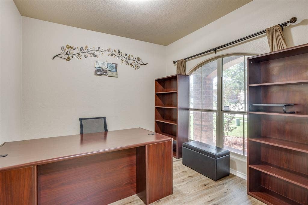 Office with view of the front yard