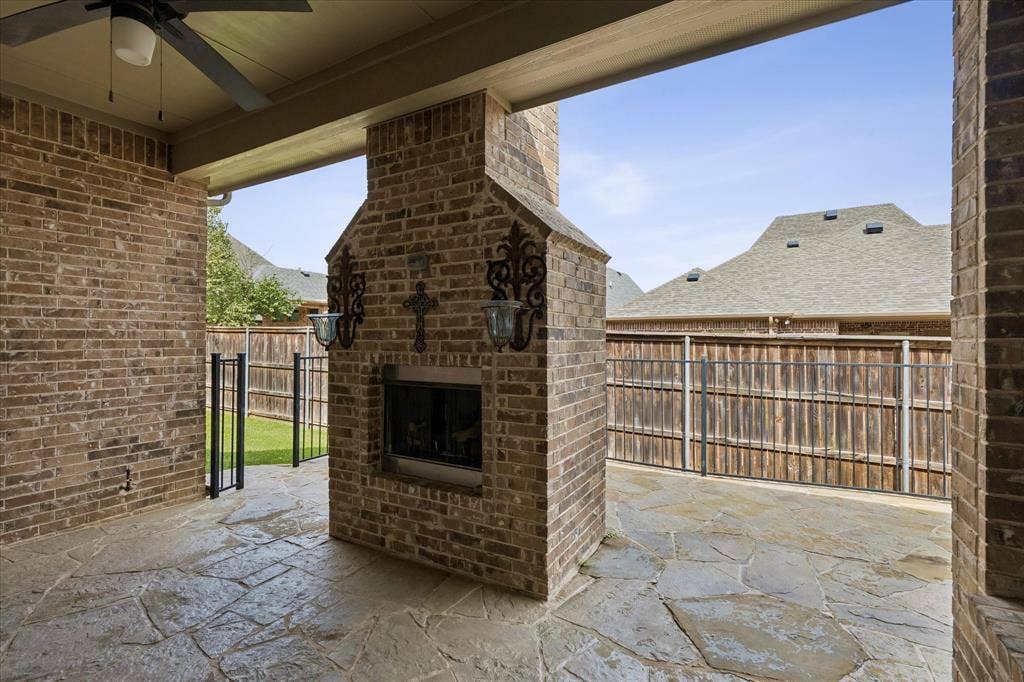 Outdoor living with gas fireplace
