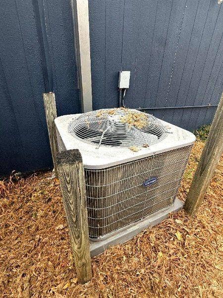 5512 Curzon Avenue, Fort Worth, TX 76107 Exterior Carrier HVAC condenser unit mounted on a concrete pad