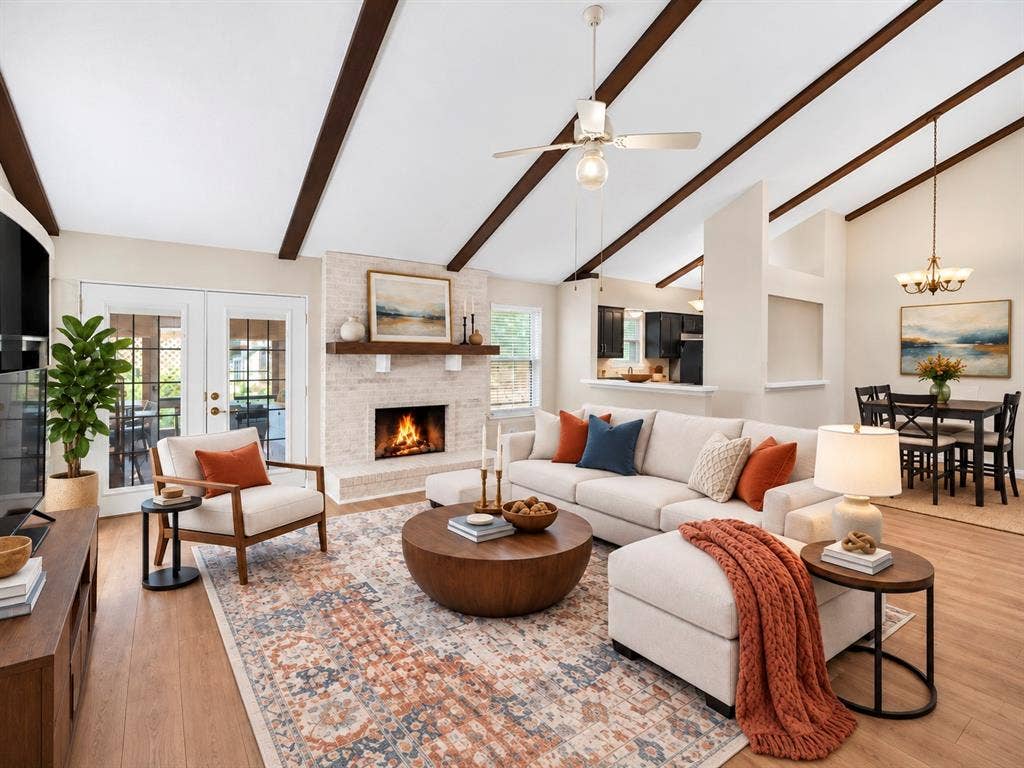 Virtually Staged - Living Room With Fireplace