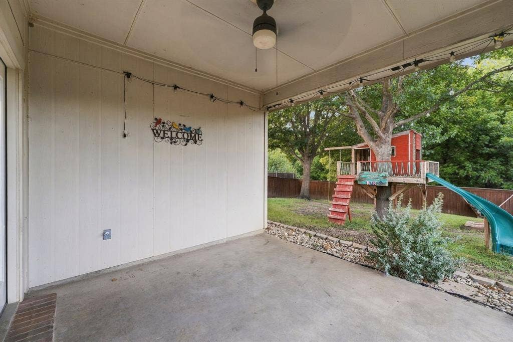 The private, backyard covered patio is the perfect space to relax and unwind, or begin your day with a cup of coffee.  It offers direct access from the kitchen, making indoor and outdoor living simple.