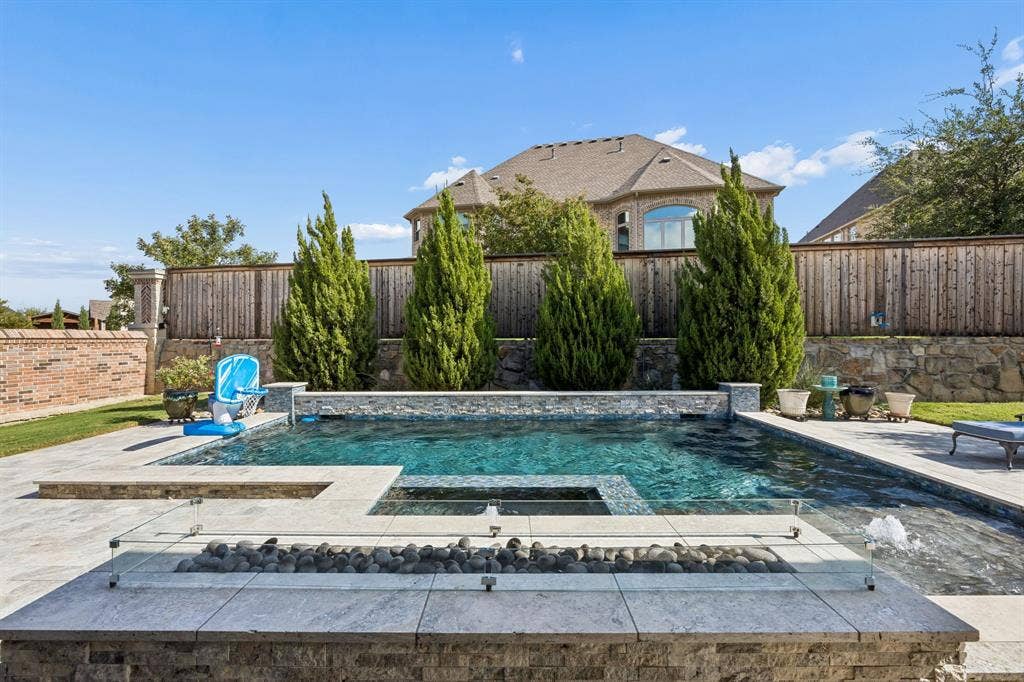 850 Star Meadow Drive, Prosper, TX 75078 Fire pit directly in front of the pool