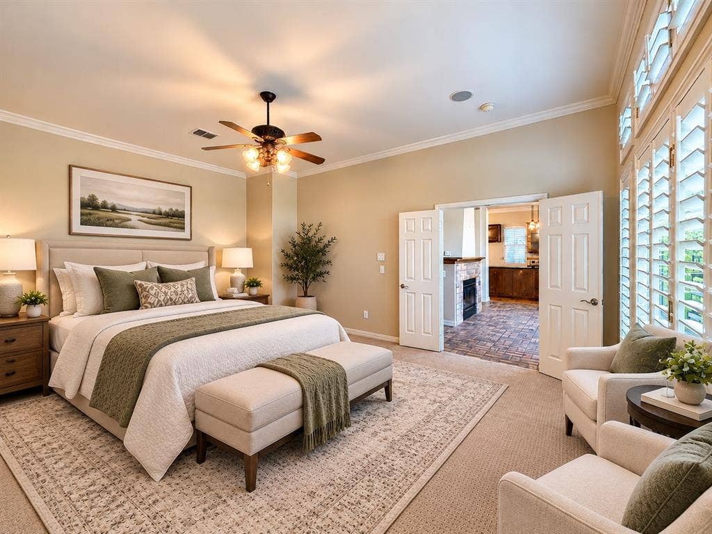Primary Bedroom - virtually staged to show potential