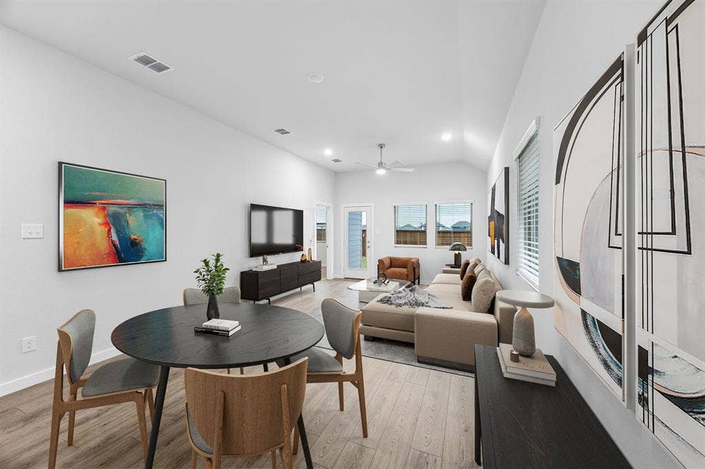 1121 Bridgewalk Drive, McKinney, TX 75071 Living Room in the Cedar home plan – REPRESENTATIVE PHOTO